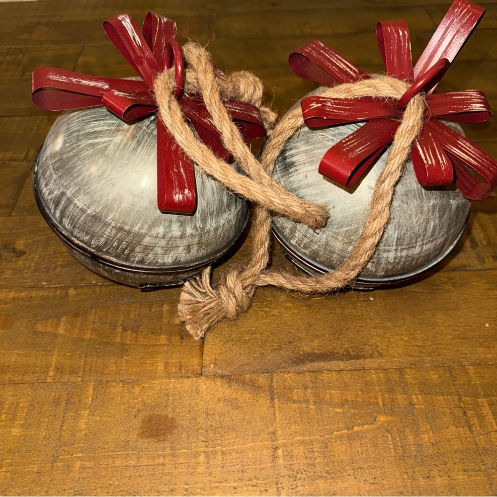 Rustic Holiday Bells with Red Bows